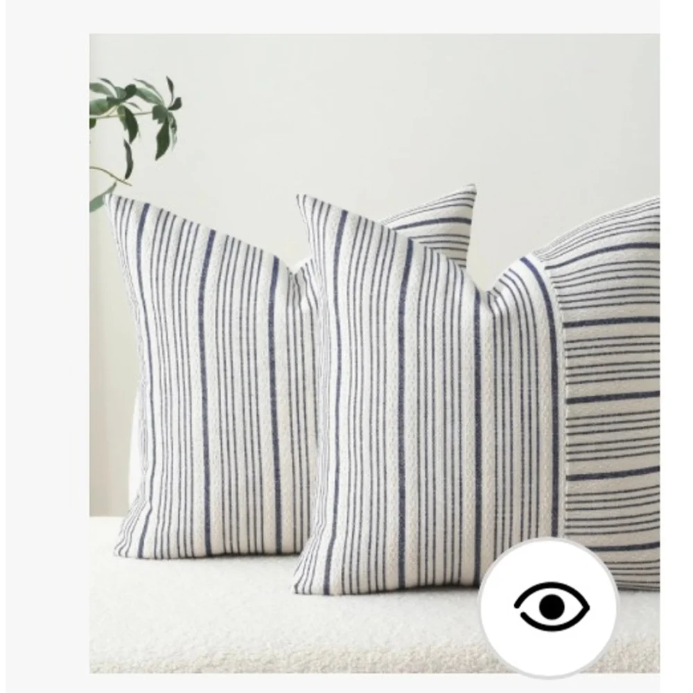 NEW Set of 2 Striped 3D Textured Poly Cotton Weave Throw Pillow Covers 20x20